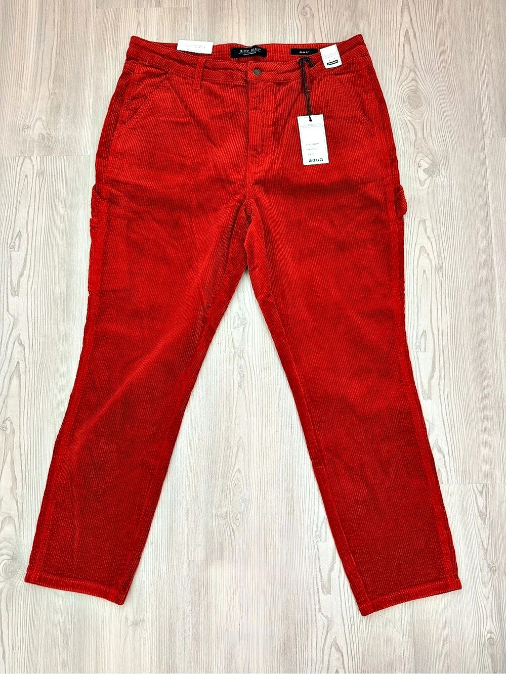 Judy Blue JB8837T High Waist Slim Fit Corduroy Carpenter Straight Leg Pants 30